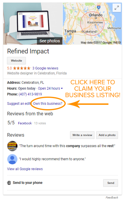 Claim your Google My Business Listing  Refined Impact